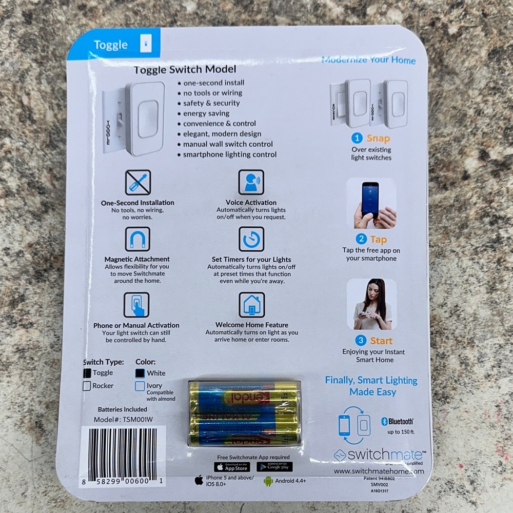 Switchmate Toggle Snap-On Smart Switch — White - Picture 2 of 3